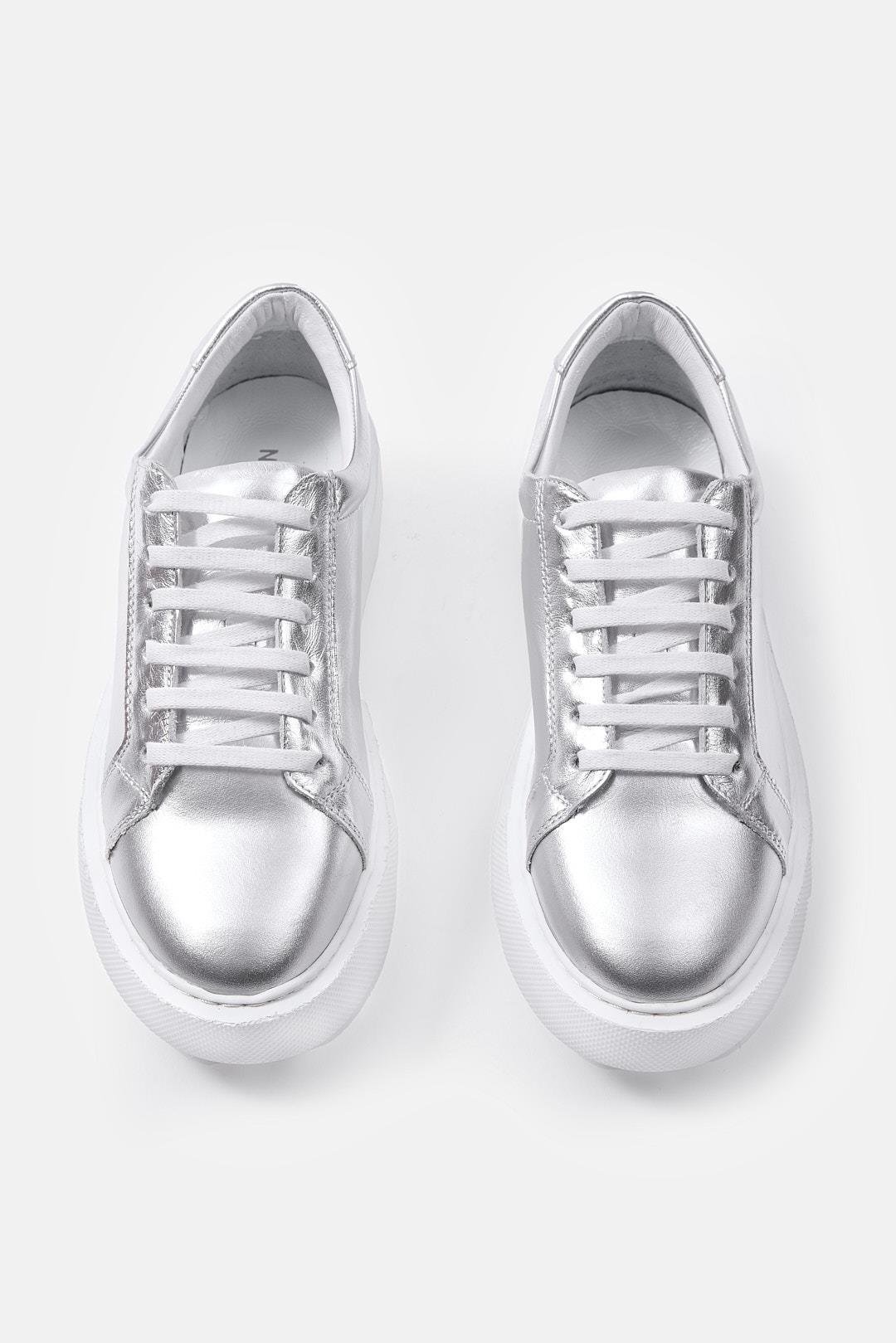 Julia Silver Genuine Leather Women's Sneakers