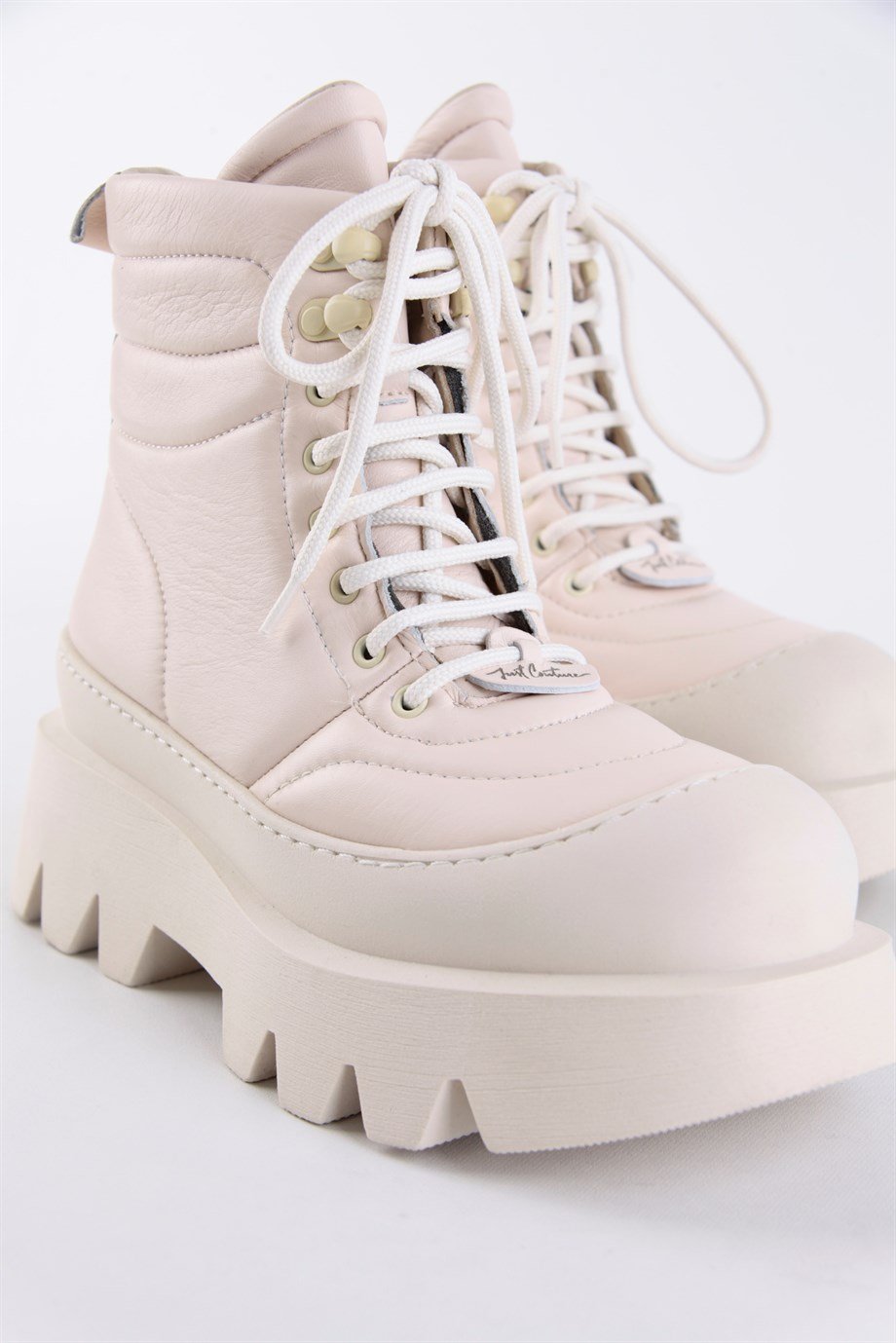 Just Bej Hakiki Deri Kalın Tabanlı Kadın Bot