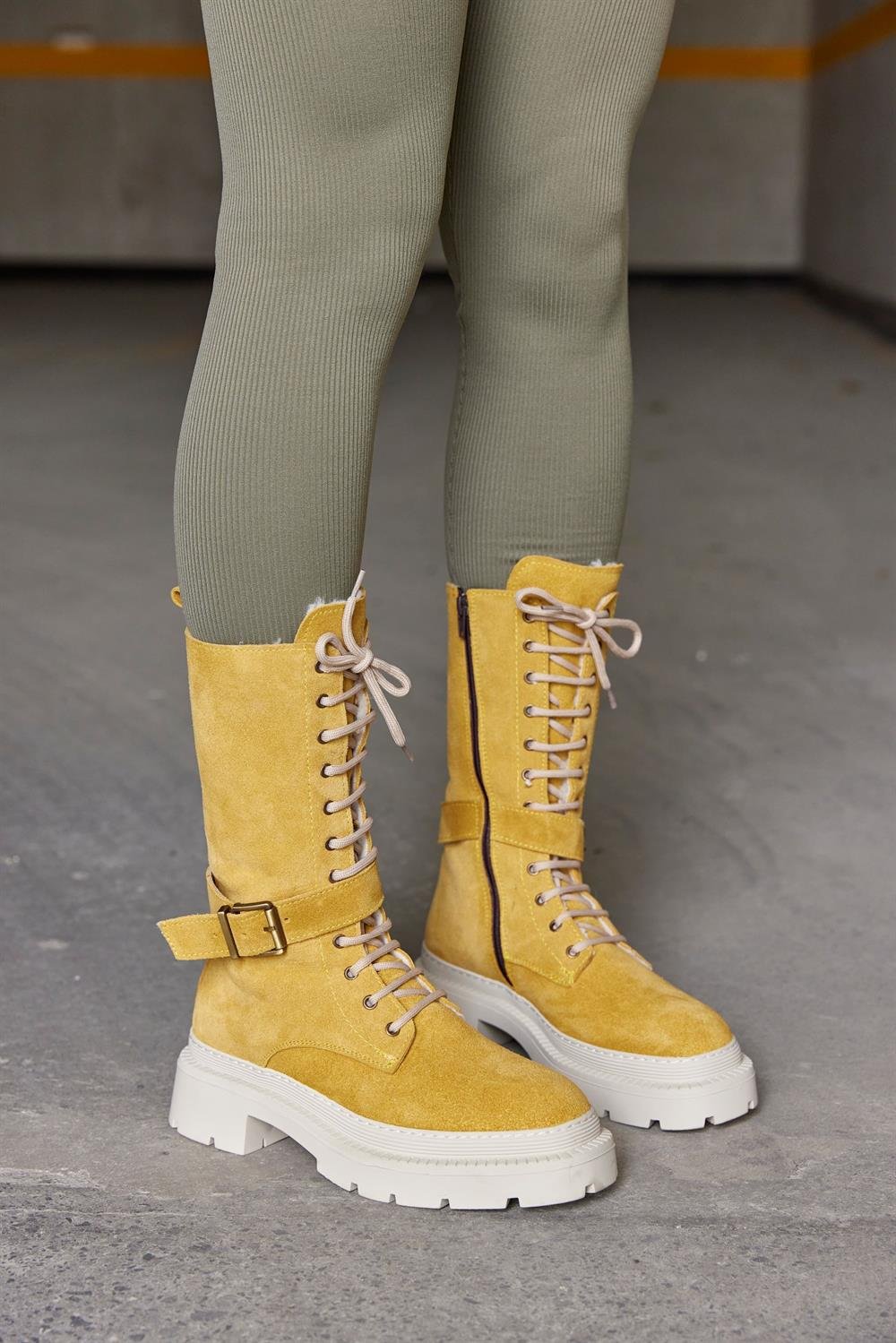 Kamilla Hardal Hakiki Süet Kadın Çizme