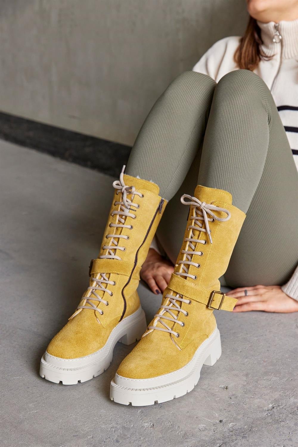 Kamilla Hardal Hakiki Süet Kadın Çizme