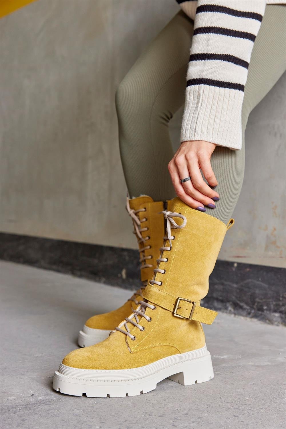 Kamilla Hardal Hakiki Süet Kadın Çizme