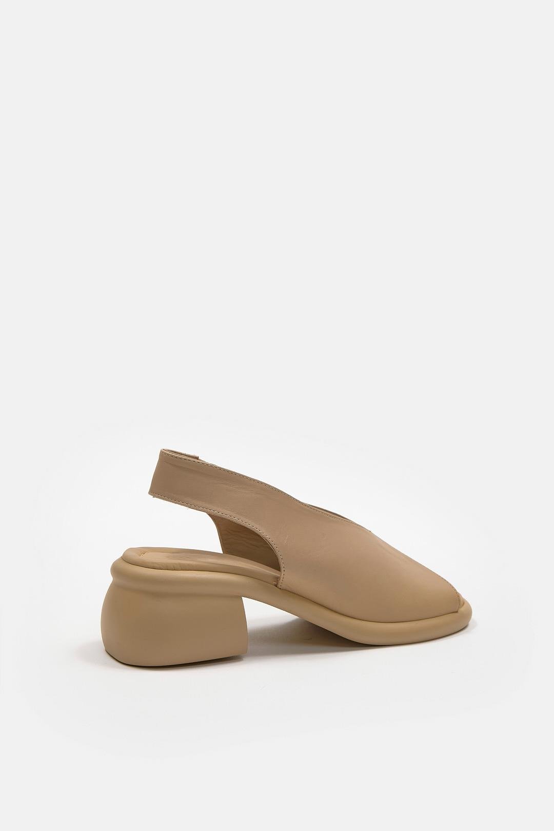 Katia Nude Hakiki Deri Kısa Topuklu Kadın Sandalet