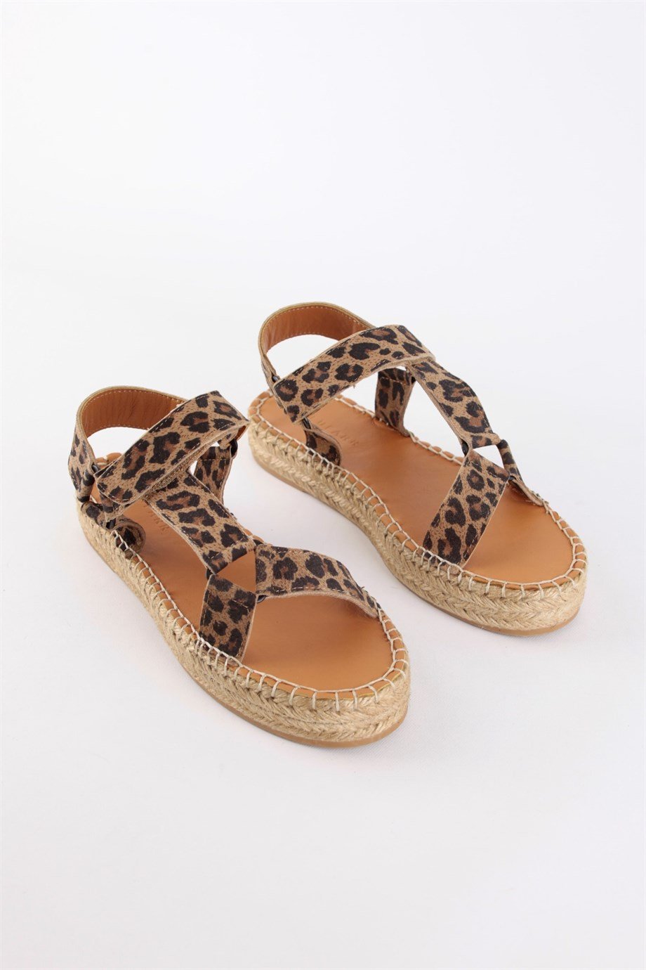 Kelly Leopar Hakiki Deri Kadın Espadril Sandalet