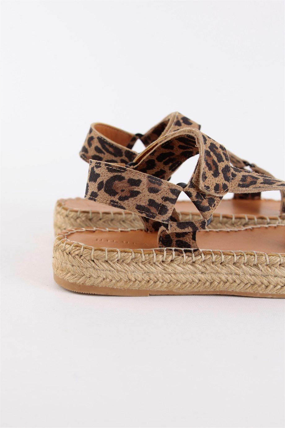 Kelly Leopar Hakiki Deri Kadın Espadril Sandalet