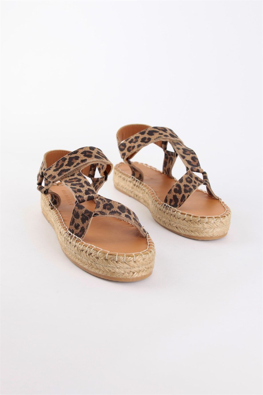 Kelly Leopar Hakiki Deri Kadın Espadril Sandalet