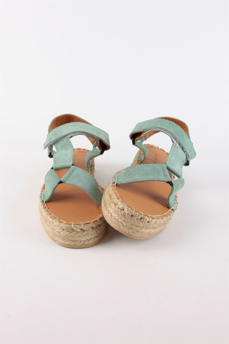 Kelly Mint Yeşil Süet Hakiki Deri Kadın Espadril Sandalet