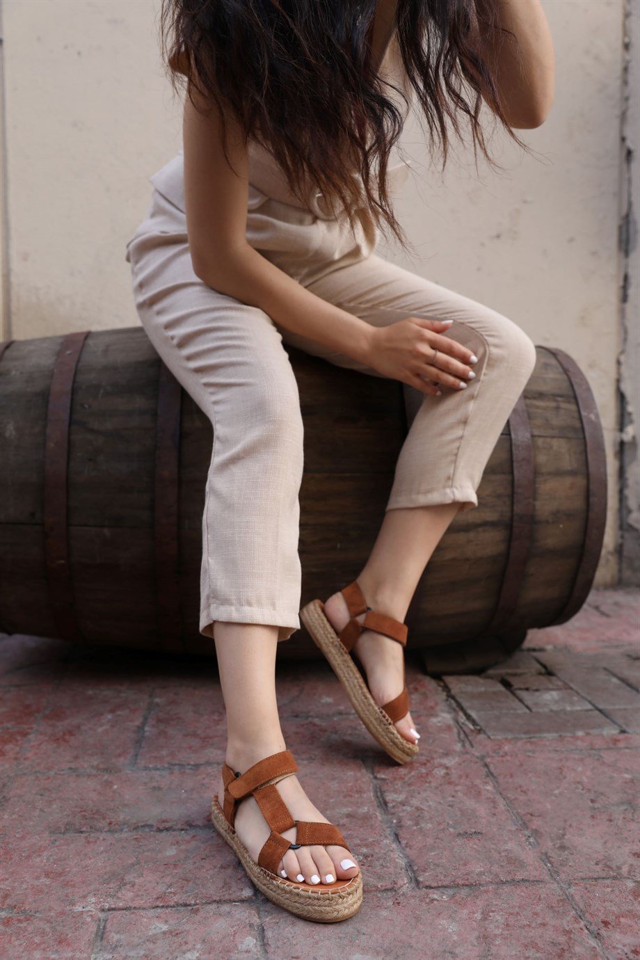 Kelly Tobacco Suede Women's Espadrilles Sandals