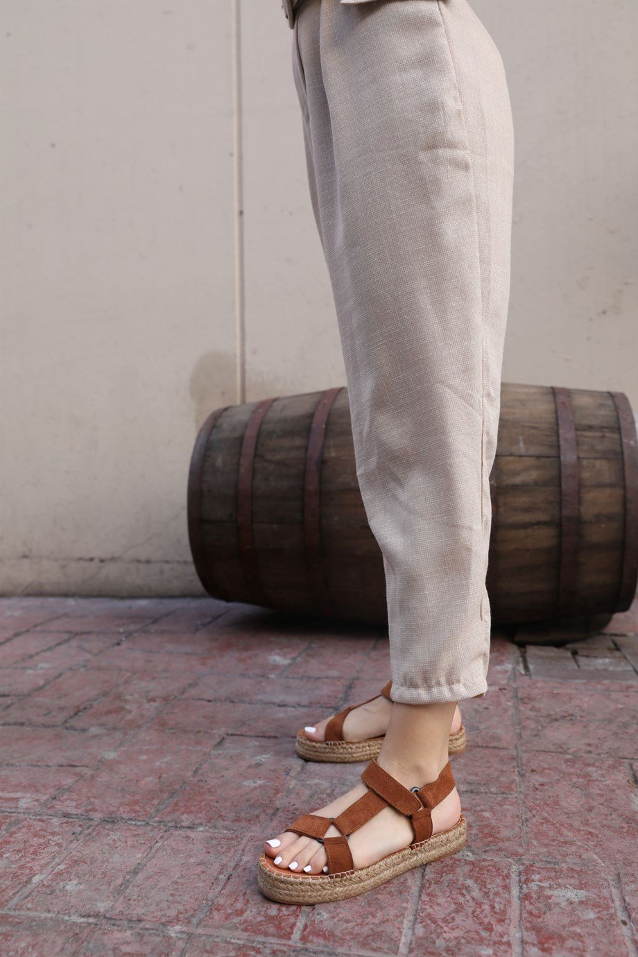 Kelly Tobacco Suede Women's Espadrilles Sandals
