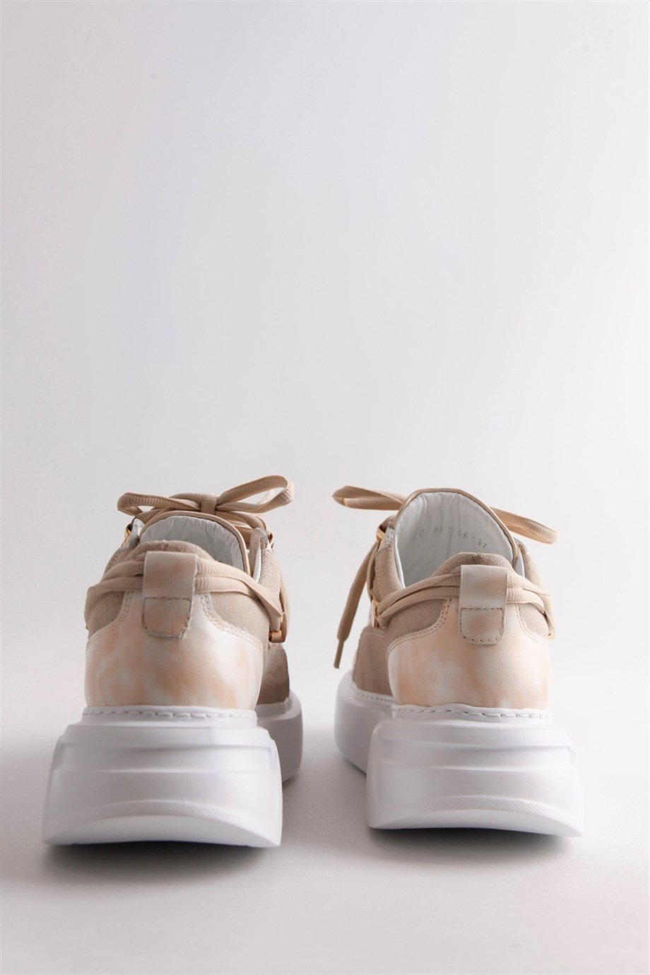 Kiera Bej Deri Kalın Tabanlı Kadın Sneakers