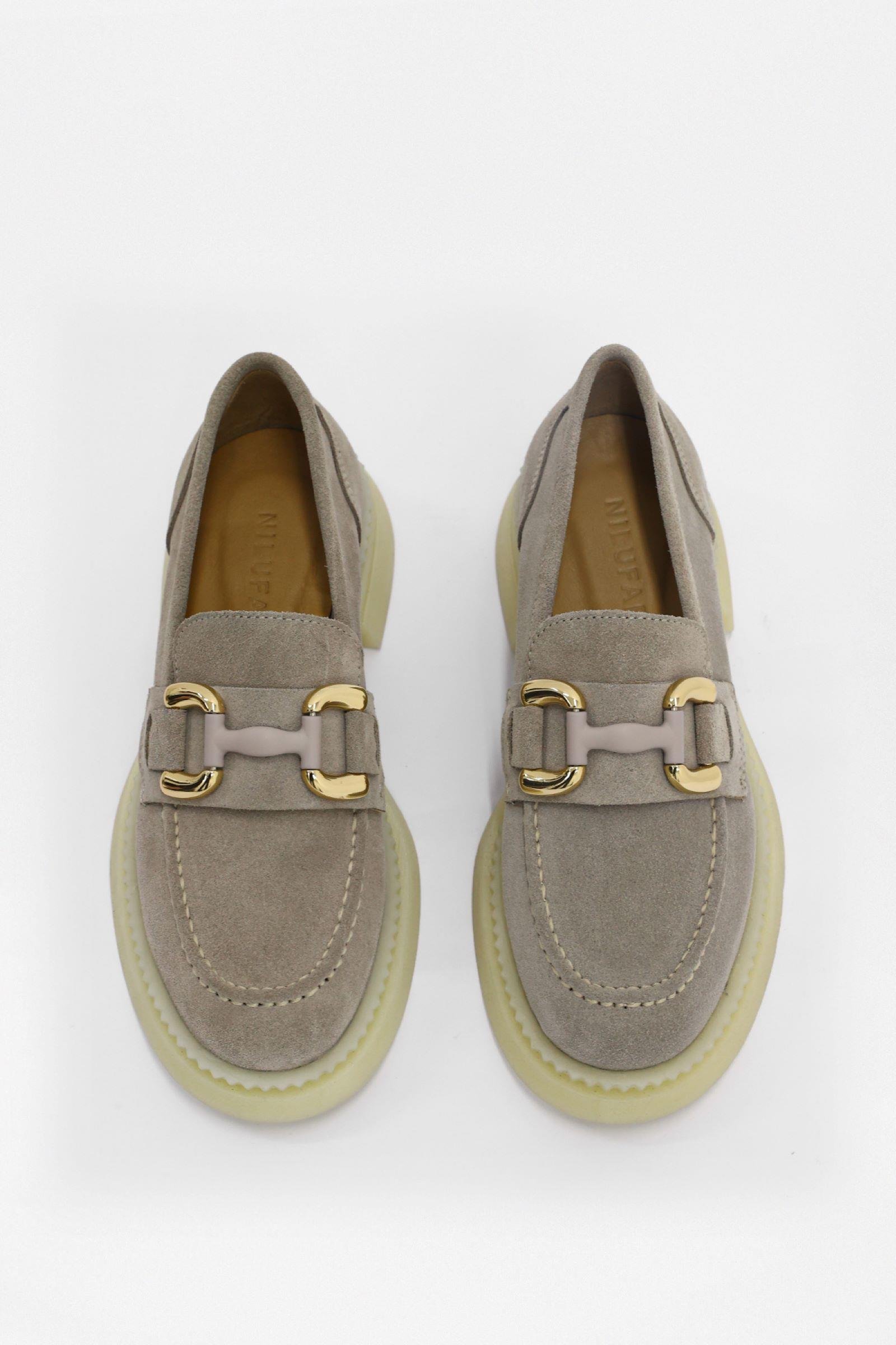 Klein Bej Süet Hakiki Deri Kadın Loafer Ayakkabı