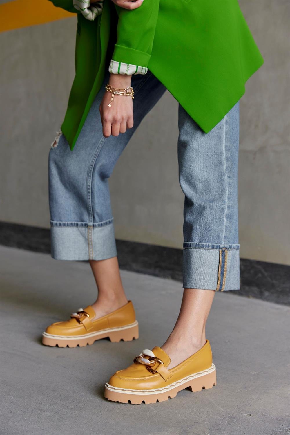 Ladonna Hardal Hakiki Deri Kadın Loafer