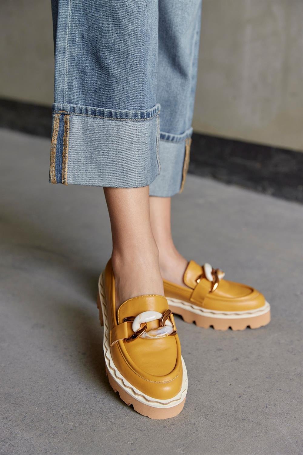 Ladonna Hardal Hakiki Deri Kadın Loafer