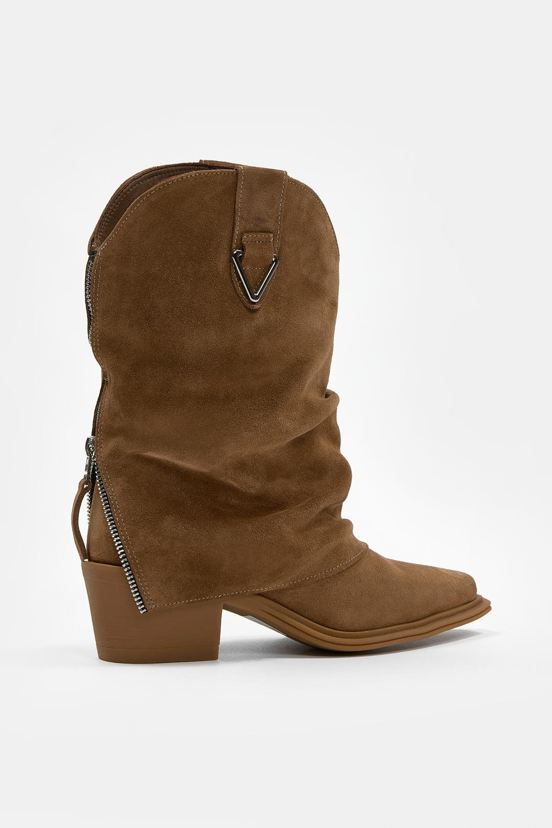 Lata Sigaro Süet Hakiki Deri Topuklu Bot