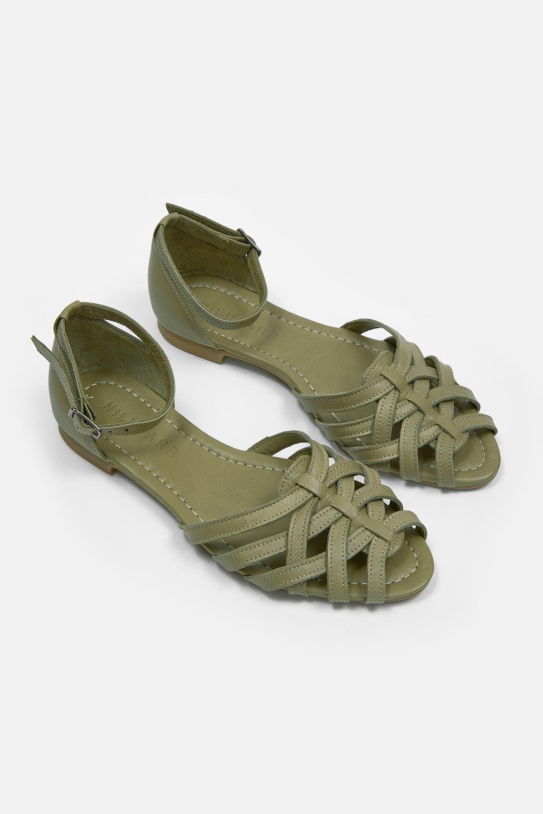 Leila Haki Hakiki Deri Kadın Sandalet