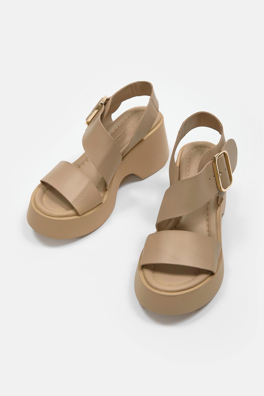 Leonie Nude Hakiki Deri Topuklu Sandalet