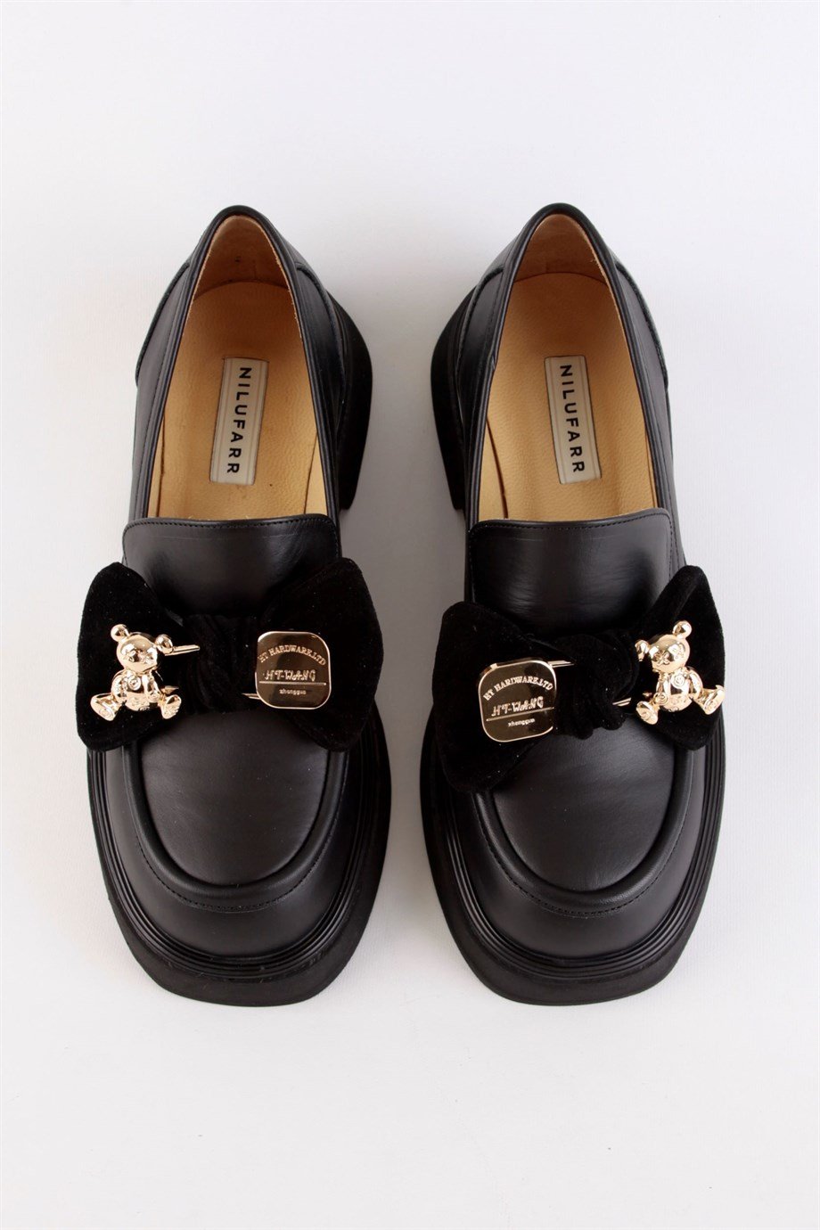 Little Teddy Siyah Hakiki Deri Kadın Loafer