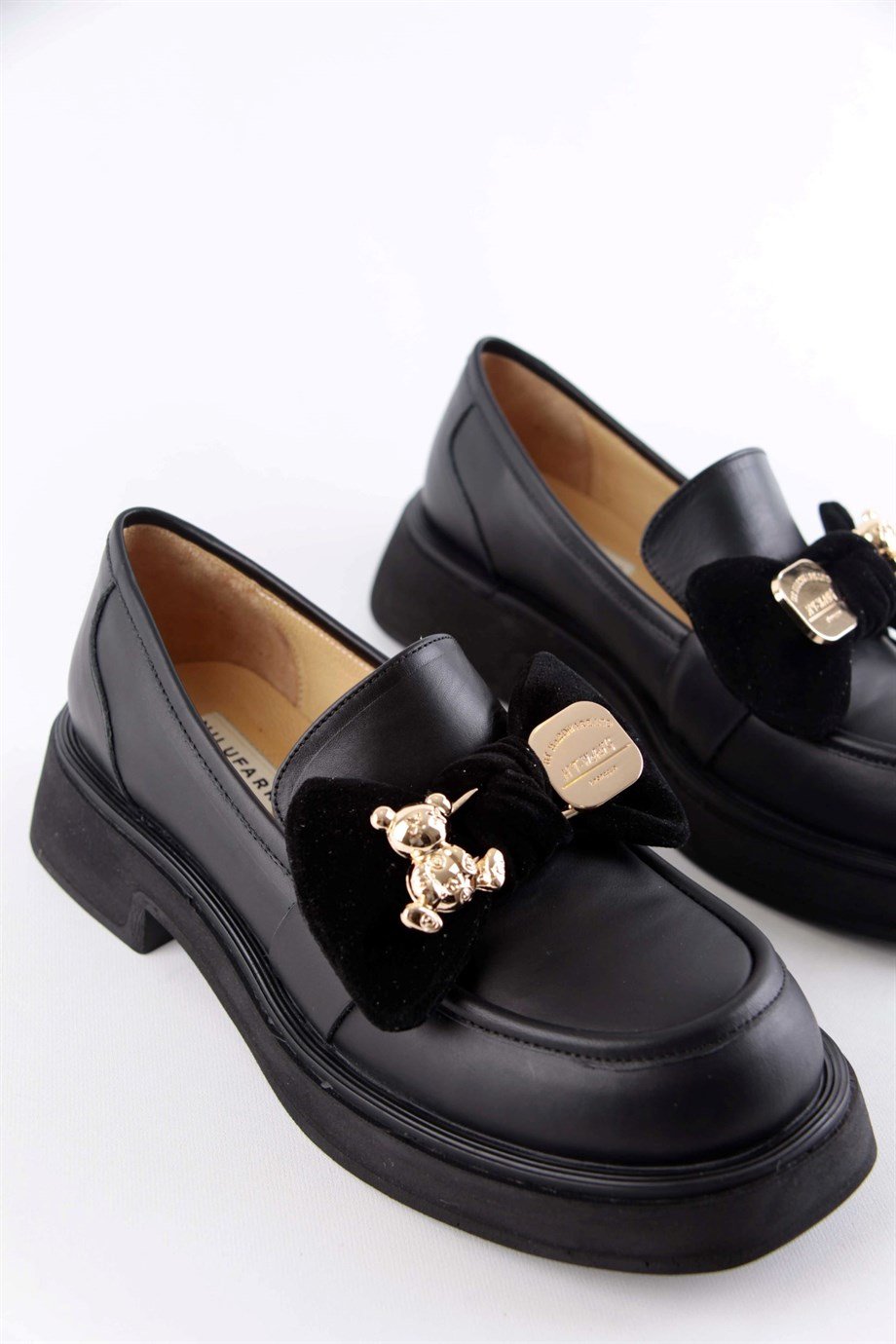 Little Teddy Siyah Hakiki Deri Kadın Loafer