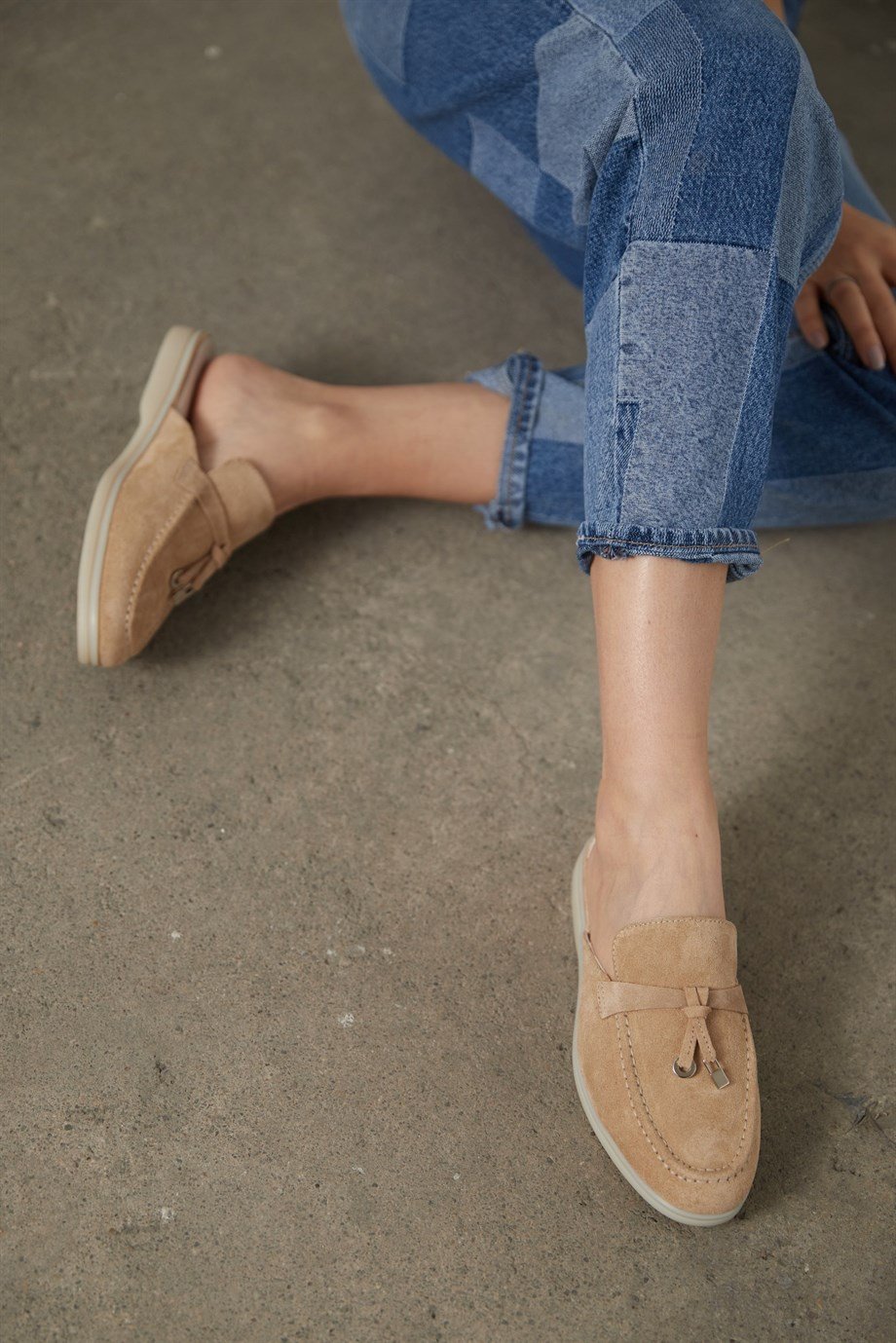 Lolo Bisküvi Hakiki Süet Kadın Terlik