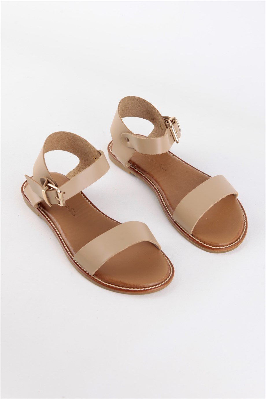 Lona Vizon Hakiki Deri Kadın Sandalet