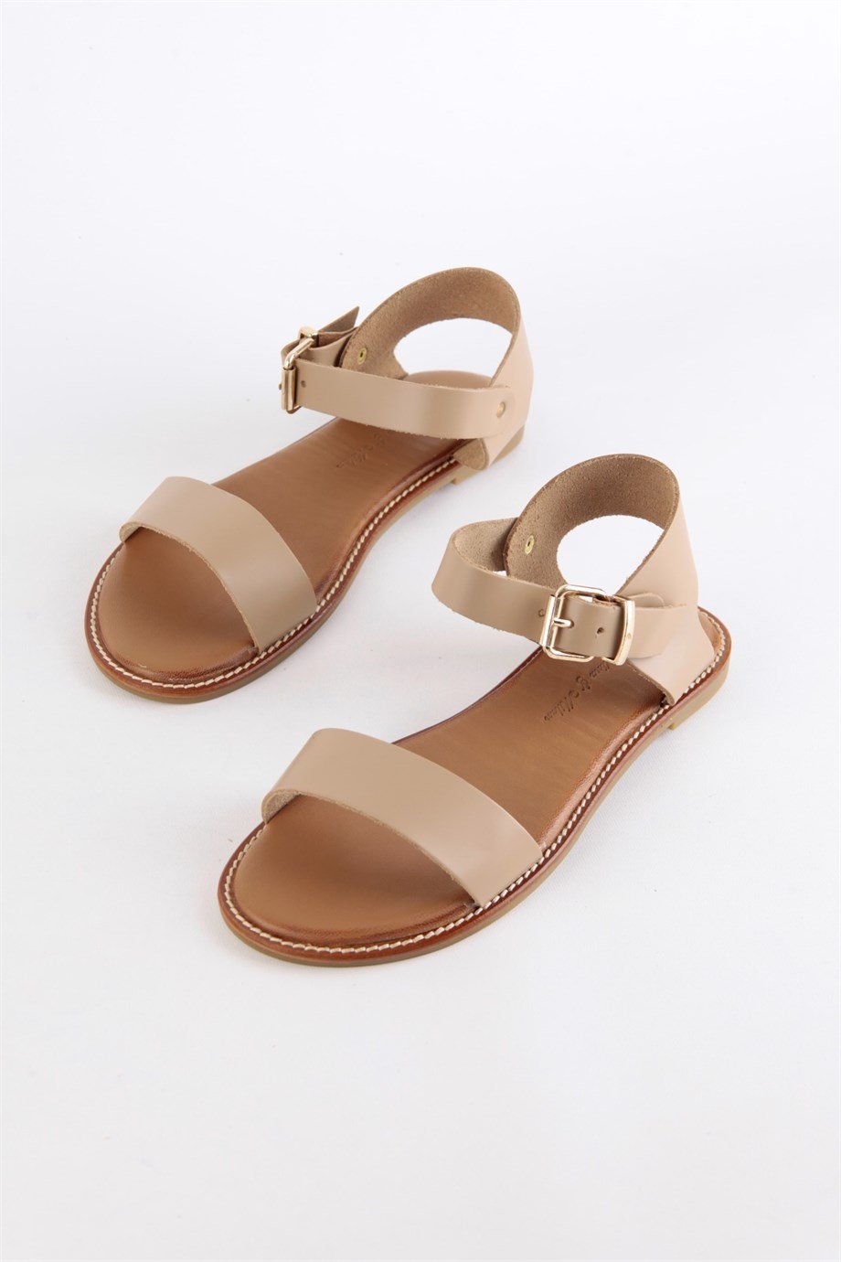 Lona Vizon Hakiki Deri Kadın Sandalet
