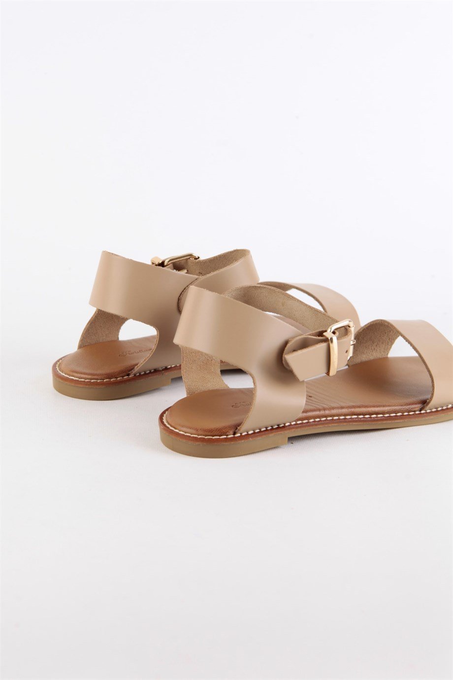 Lona Vizon Hakiki Deri Kadın Sandalet