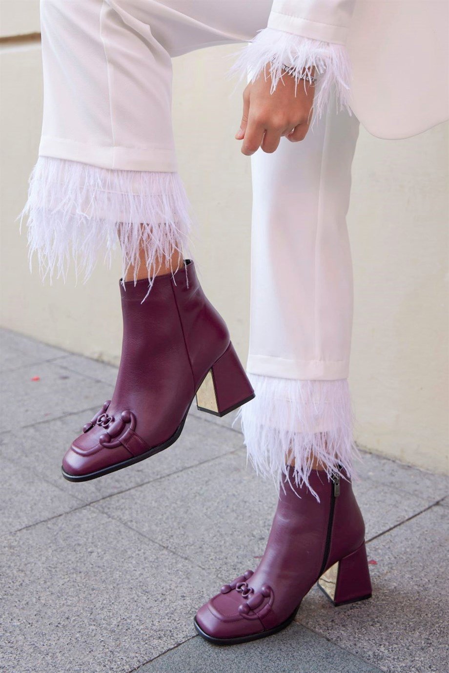 Lorena Burgundy Leather Heeled Boots