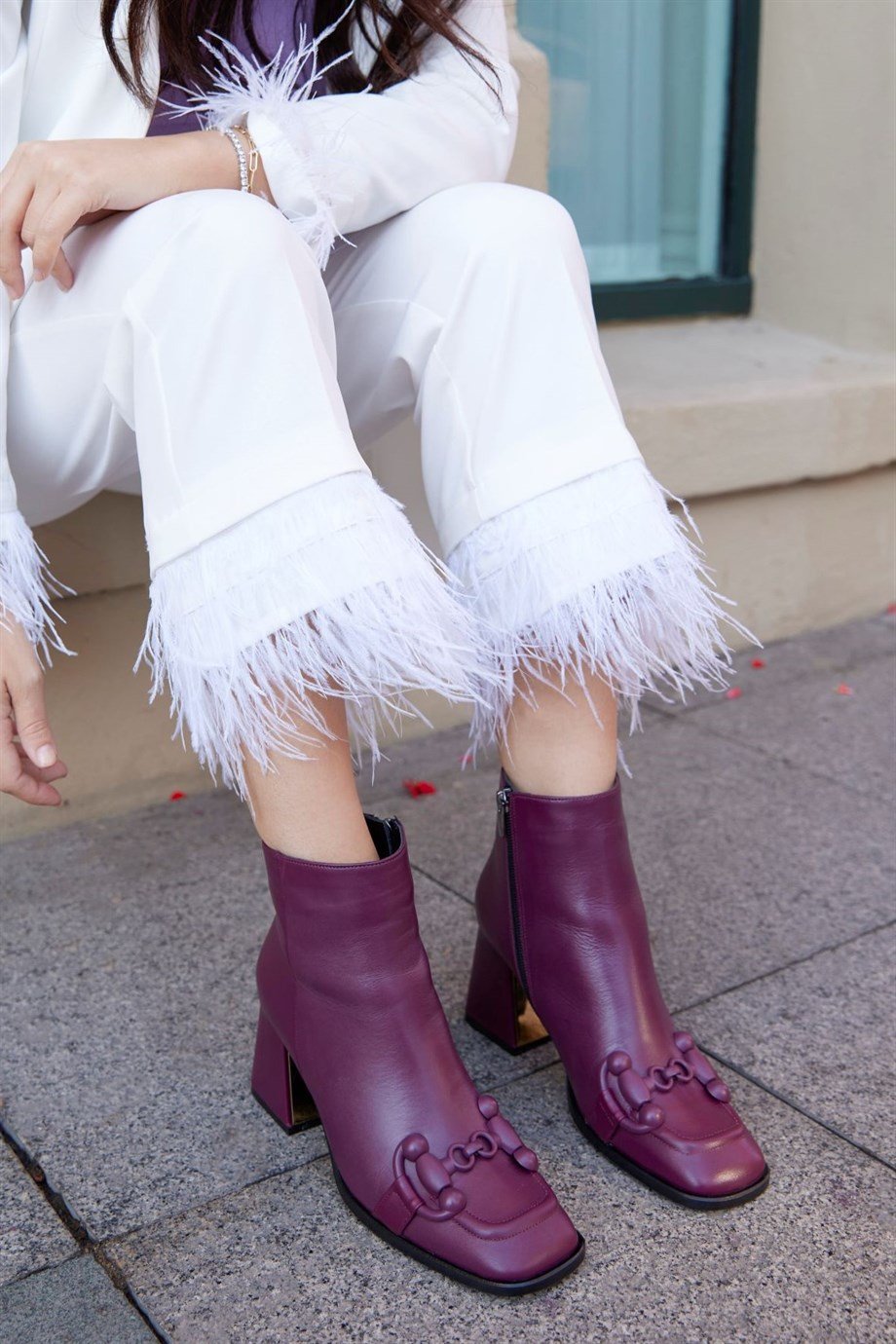 Lorena Burgundy Leather Heeled Boots