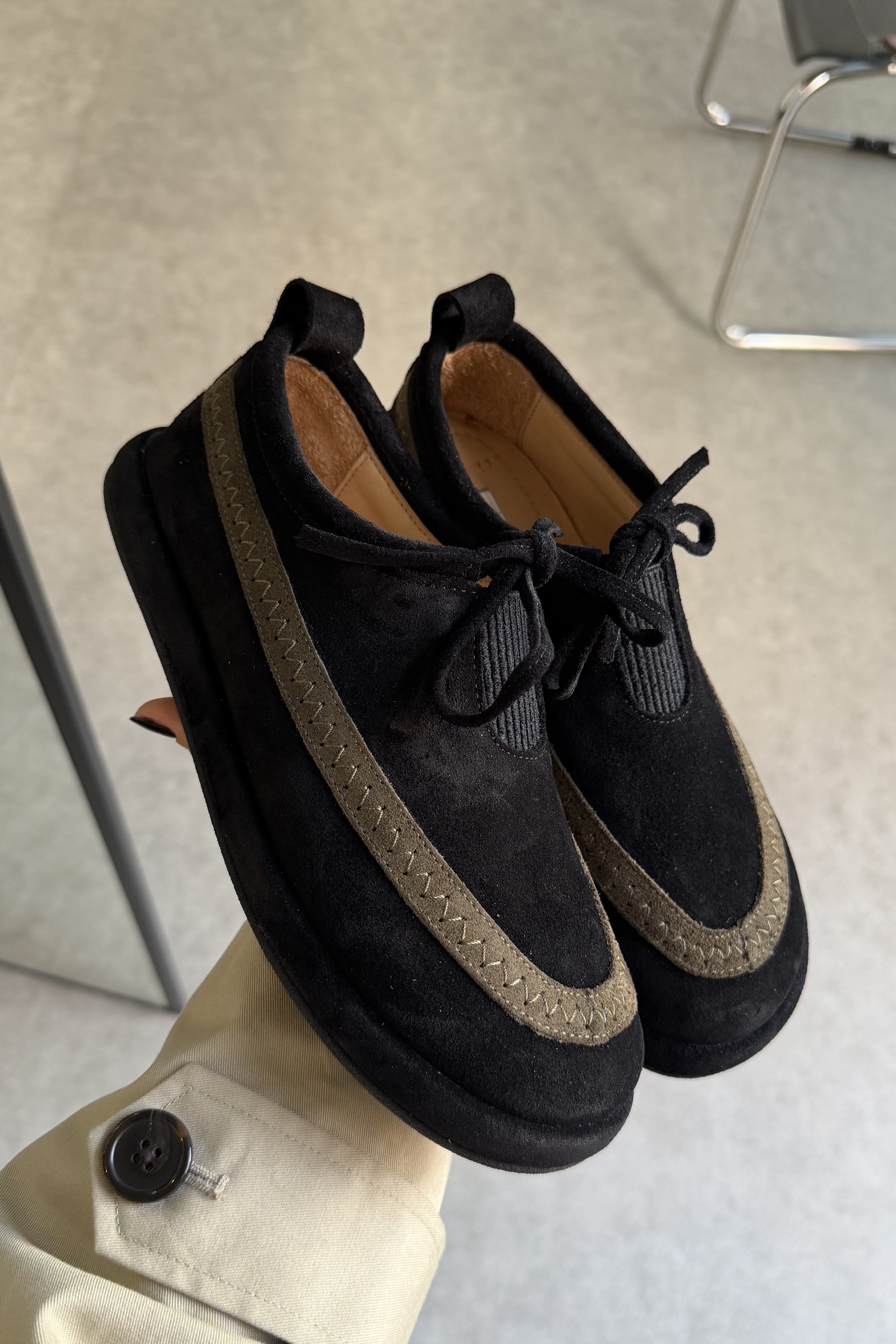 Lotus Siyah Süet Hakiki Deri Kadın Loafer Ayakkabı