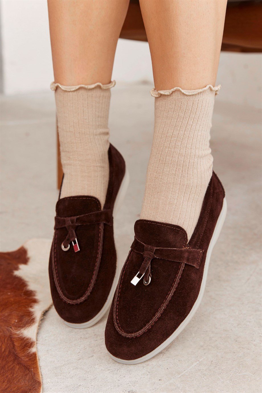Lou Acı Kahve Hakiki Süet Kadın Casual Ayakkabı