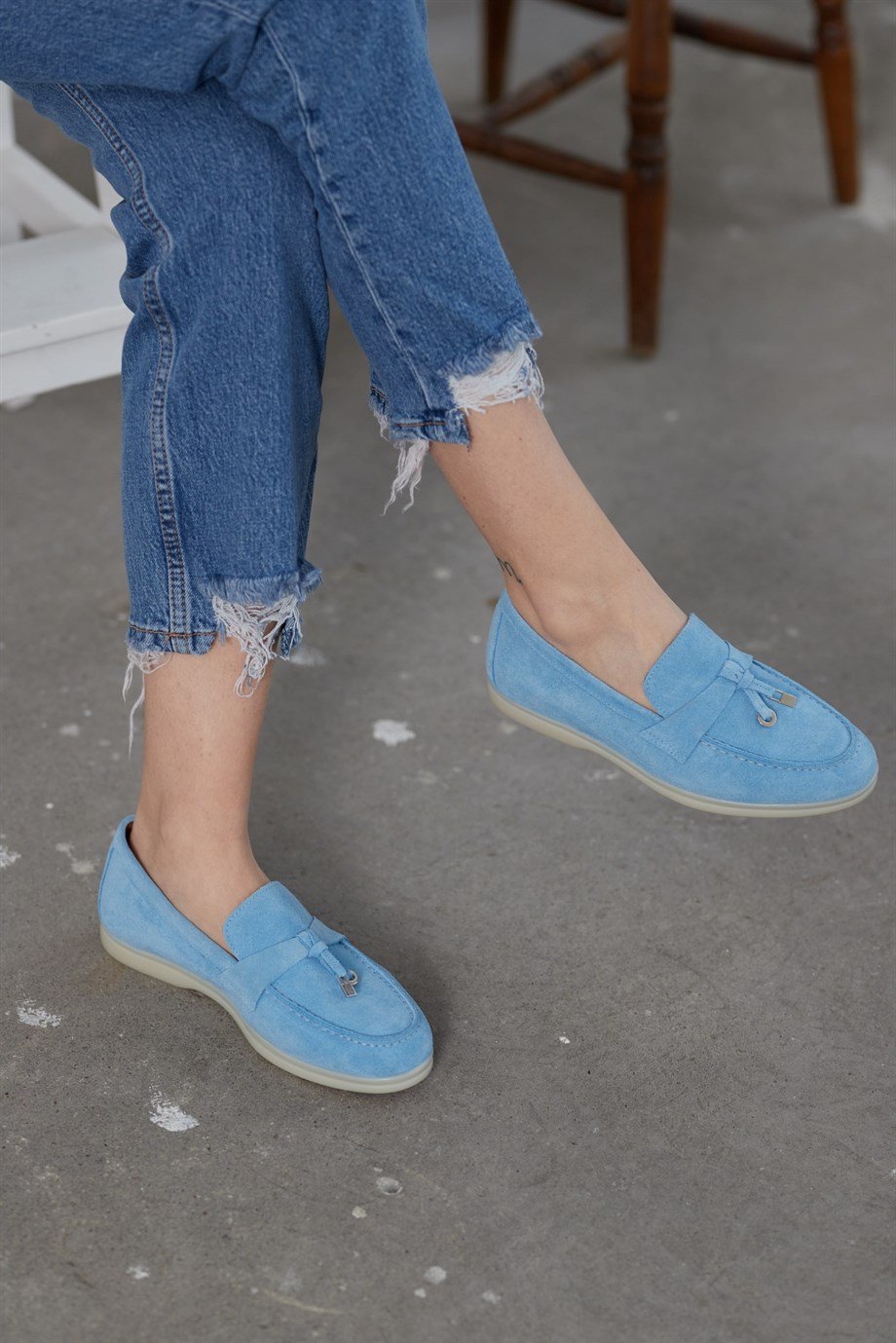 Lou Women's Skay Blue Suede Casuel Shoes