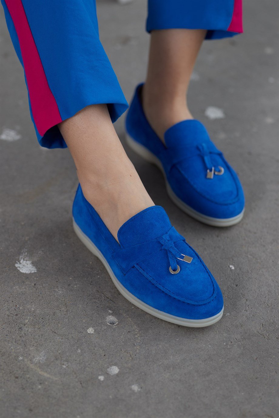 Лоу Женская Замшевая Повседневная Обувь в Цвете Синий Электрик