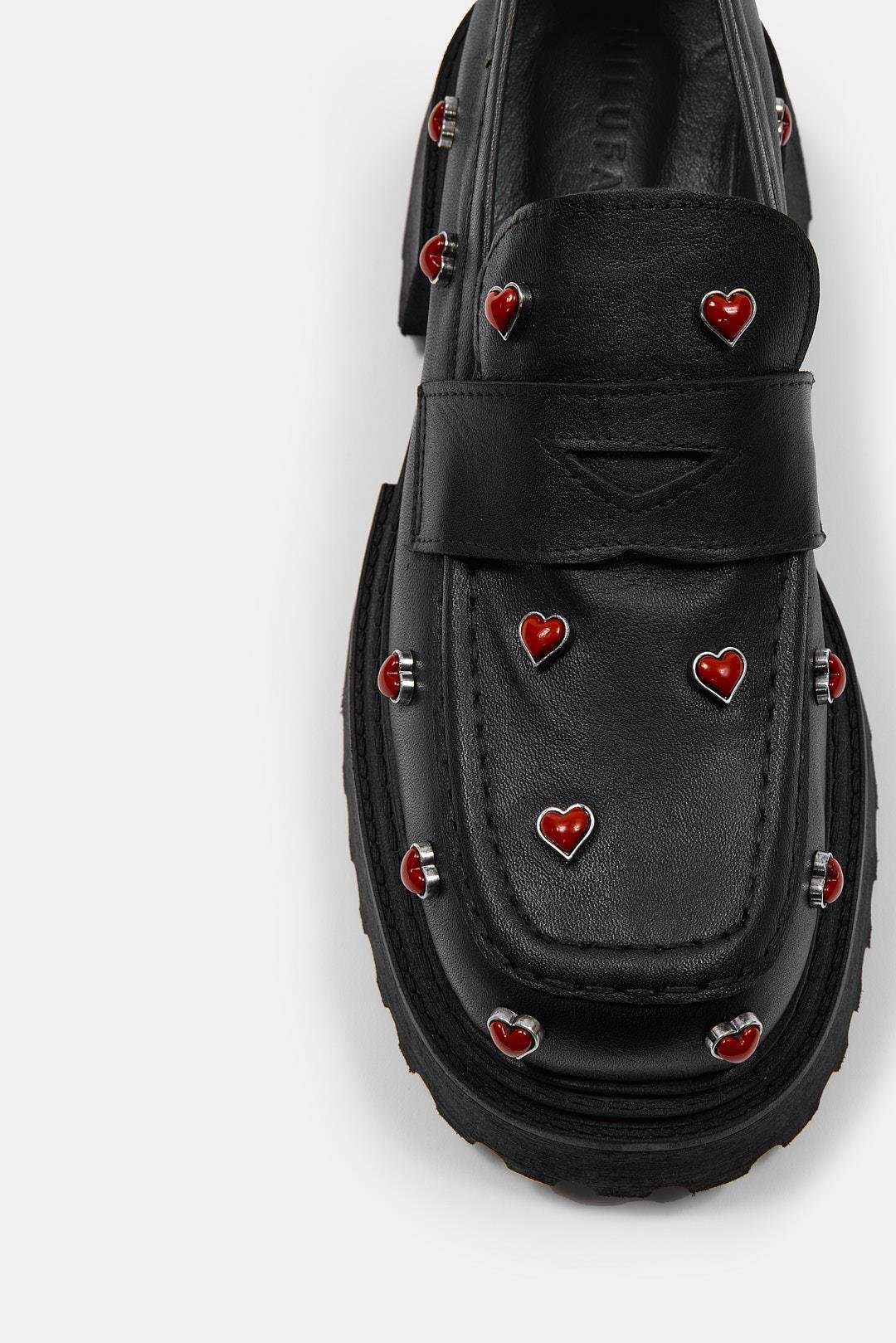 Love Siyah Hakiki Deri Kalın Tabanlı Kadın Loafer