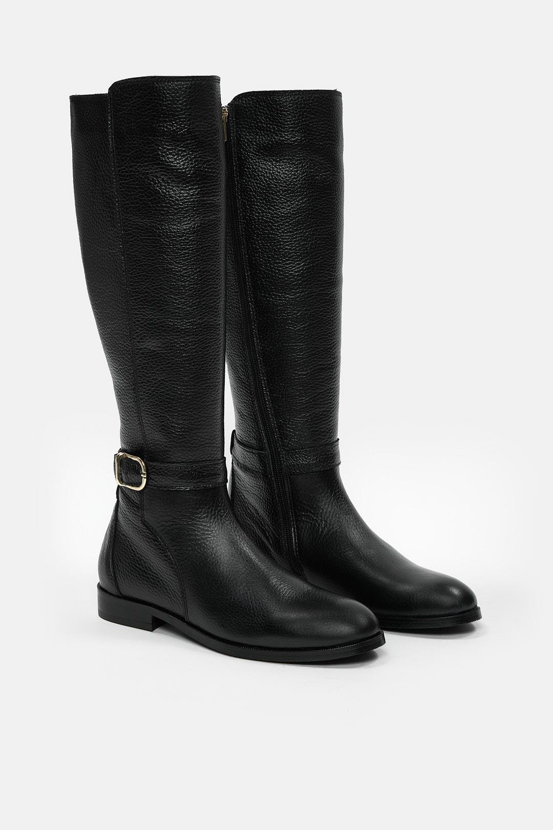 Lovissa Siyah Hakiki Deri Binici Çizme
