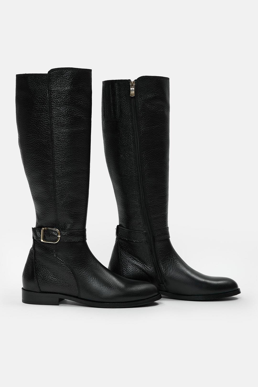 Lovissa Siyah Hakiki Deri Binici Çizme