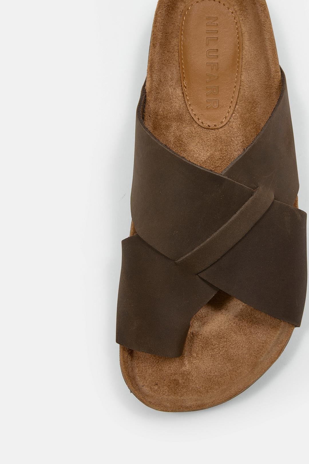 Luana Kahve Nubuk Hakiki Deri Kadın Terlik