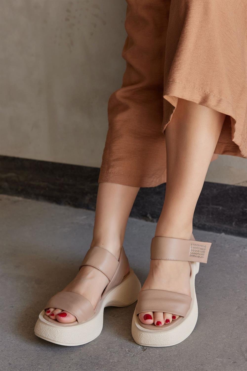 Maddy Nude Hakiki Deri Kadın Sandalet