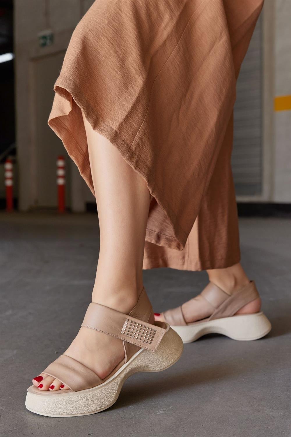 Maddy Nude Hakiki Deri Kadın Sandalet