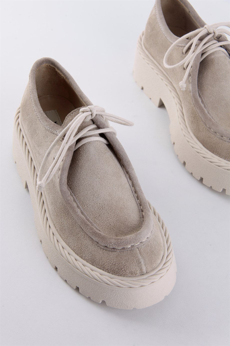 Madlen Bej Hakiki Süet Kadın Loafer Ayakkabı