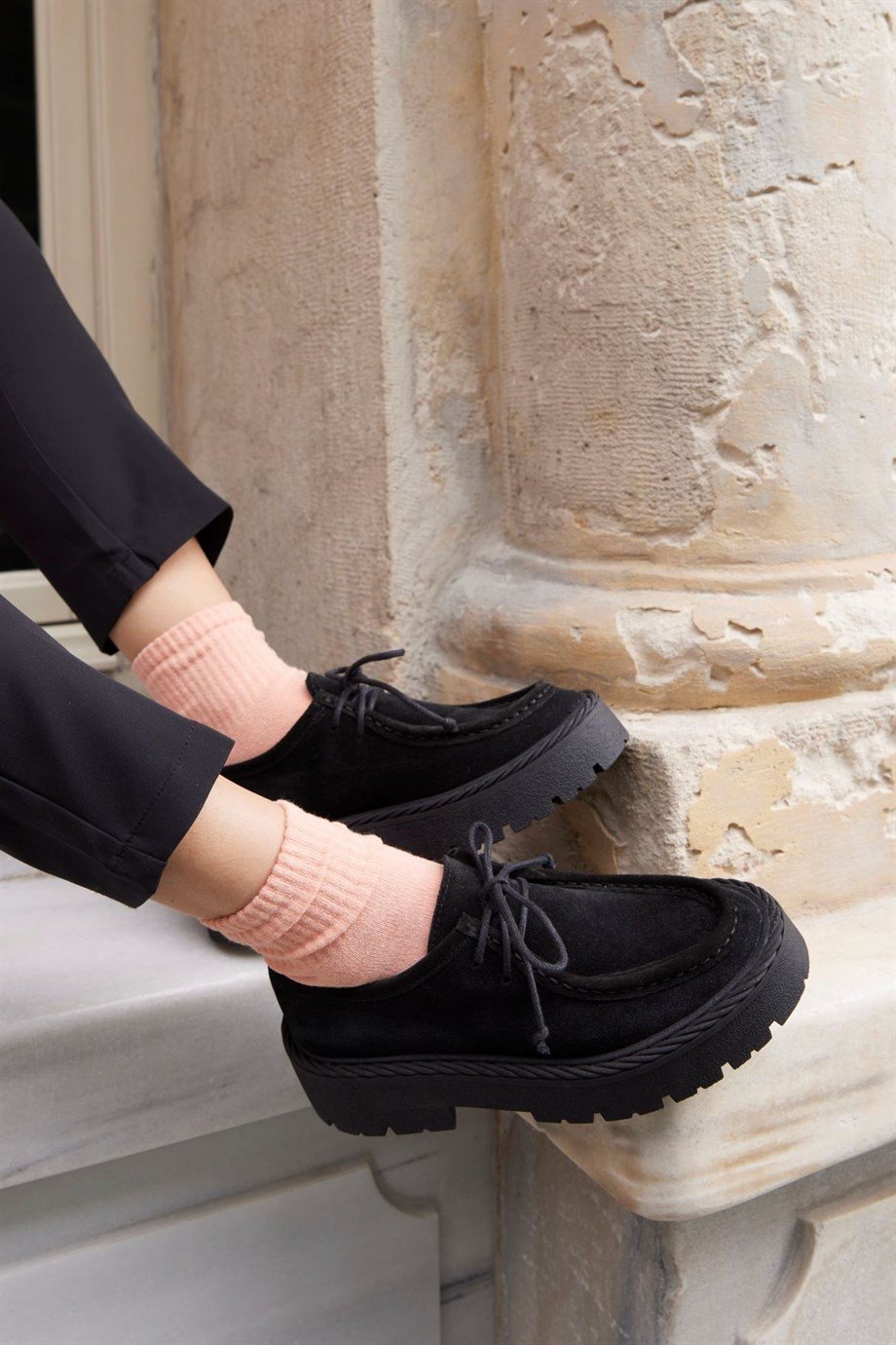 Madlen Siyah Hakiki Süet Kadın Loafer Ayakkabı