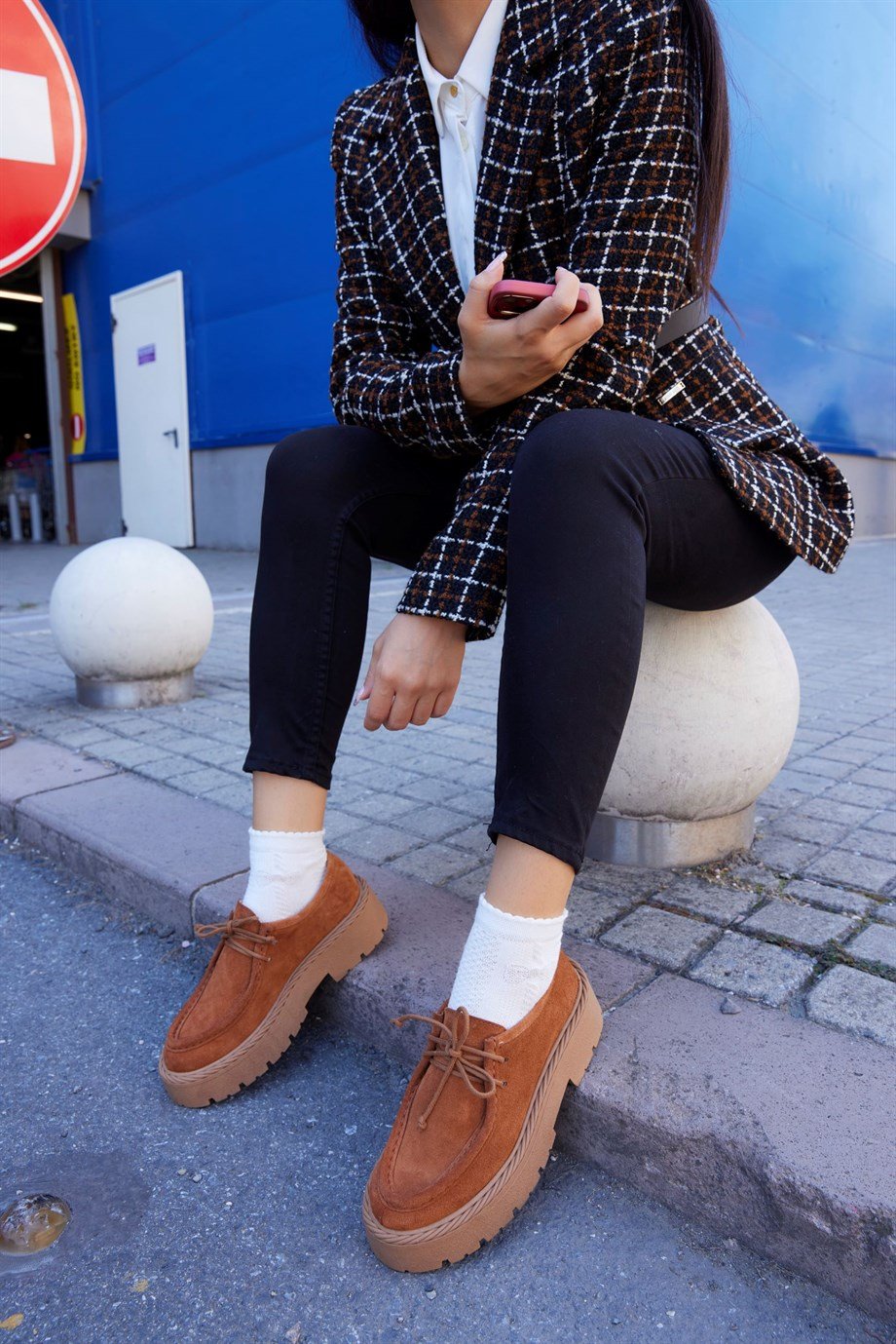 Madlen Taba Hakiki Süet Kadın Loafer Ayakkabı