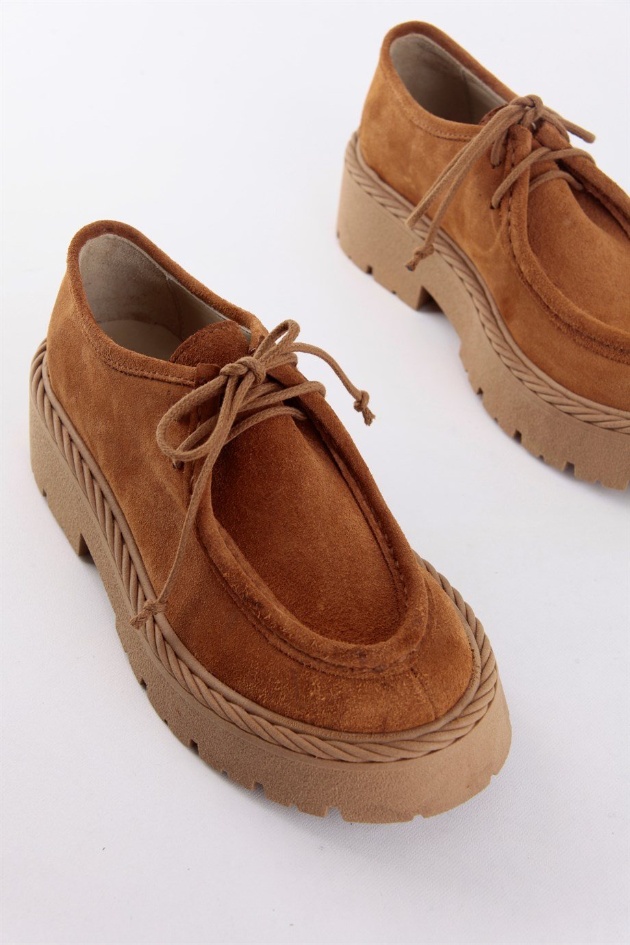 Madlen Taba Hakiki Süet Kadın Loafer Ayakkabı