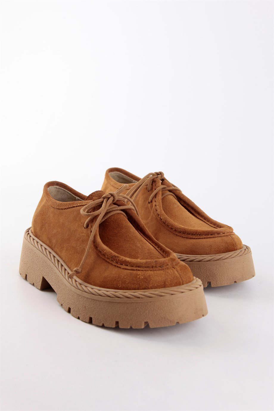 Madlen Taba Hakiki Süet Kadın Loafer Ayakkabı