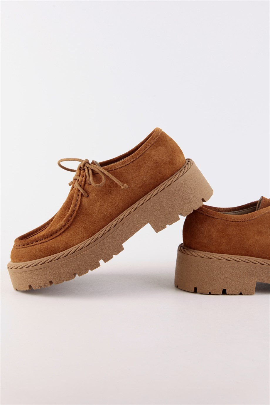 Madlen Taba Hakiki Süet Kadın Loafer Ayakkabı