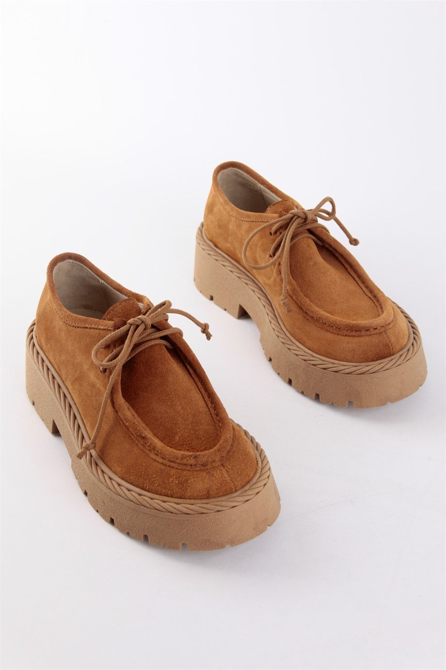 Madlen Taba Hakiki Süet Kadın Loafer Ayakkabı