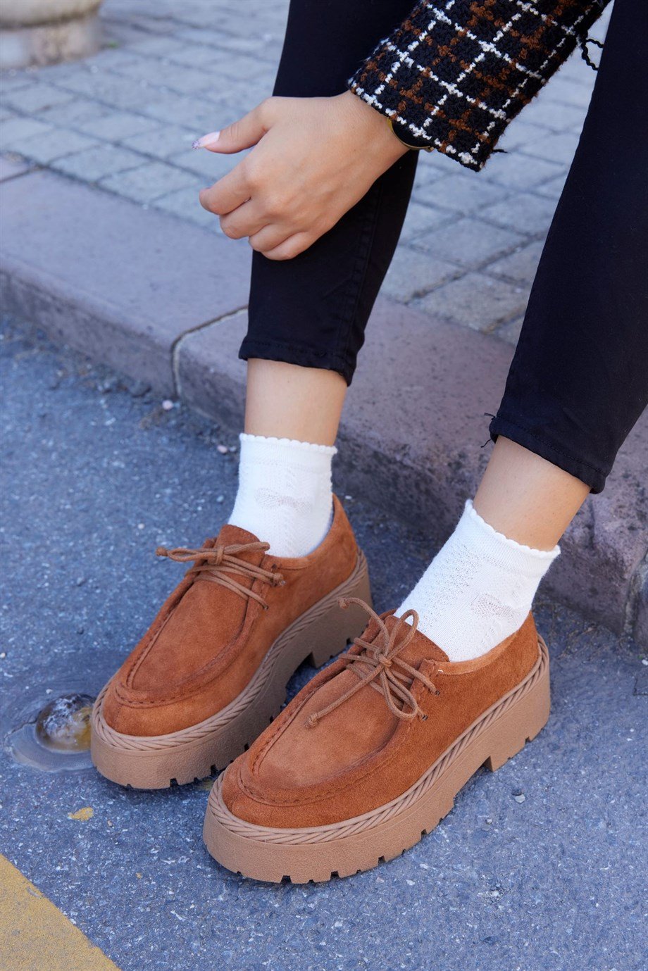 Madlen Taba Hakiki Süet Kadın Loafer Ayakkabı