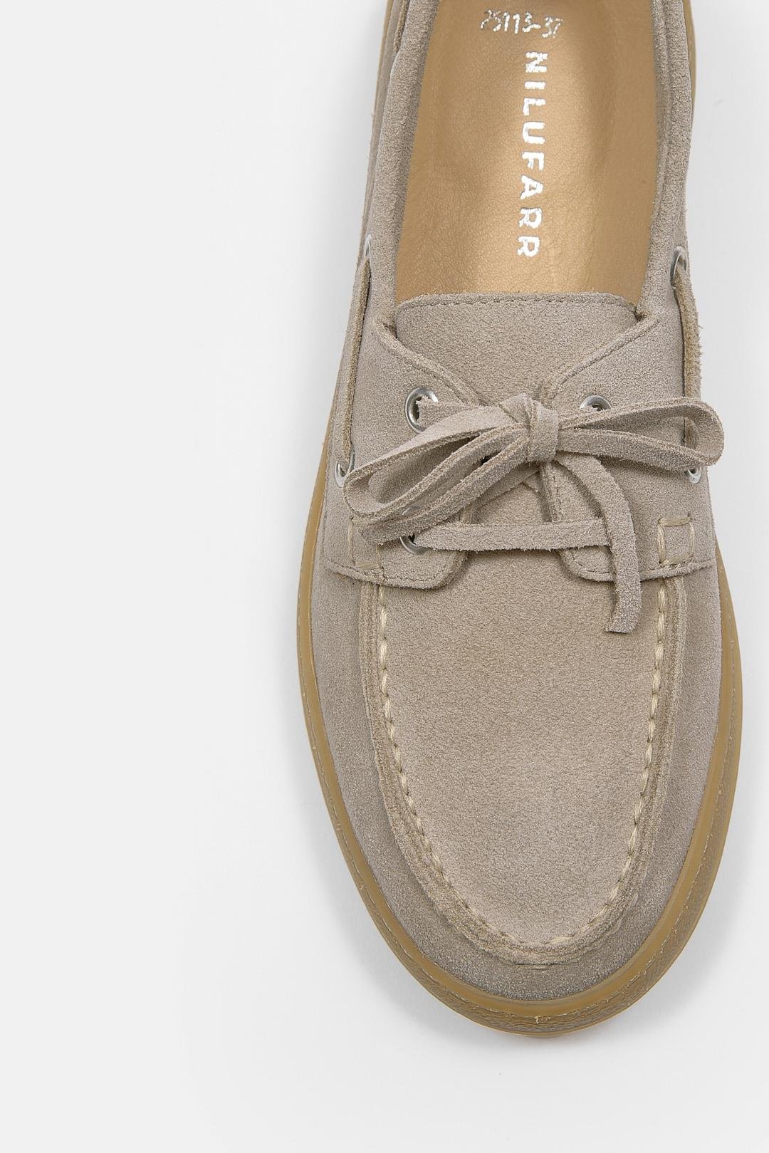 Mainoo Bej Süet Hakiki Deri Kadın Loafer