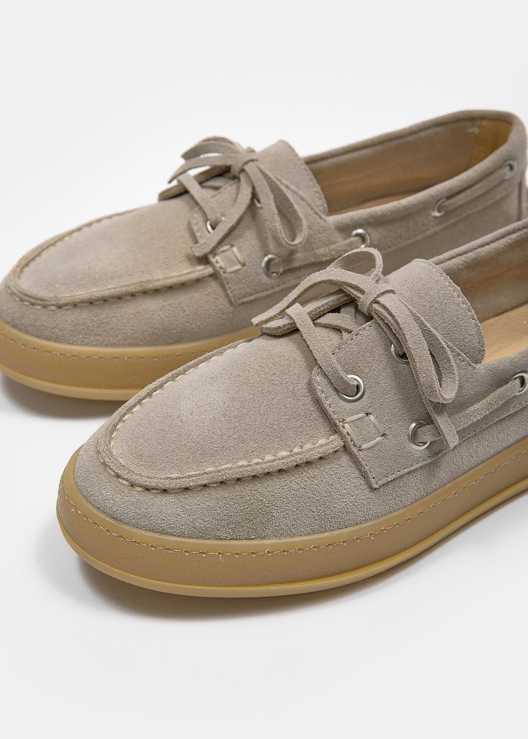 Mainoo Bej Süet Hakiki Deri Kadın Loafer