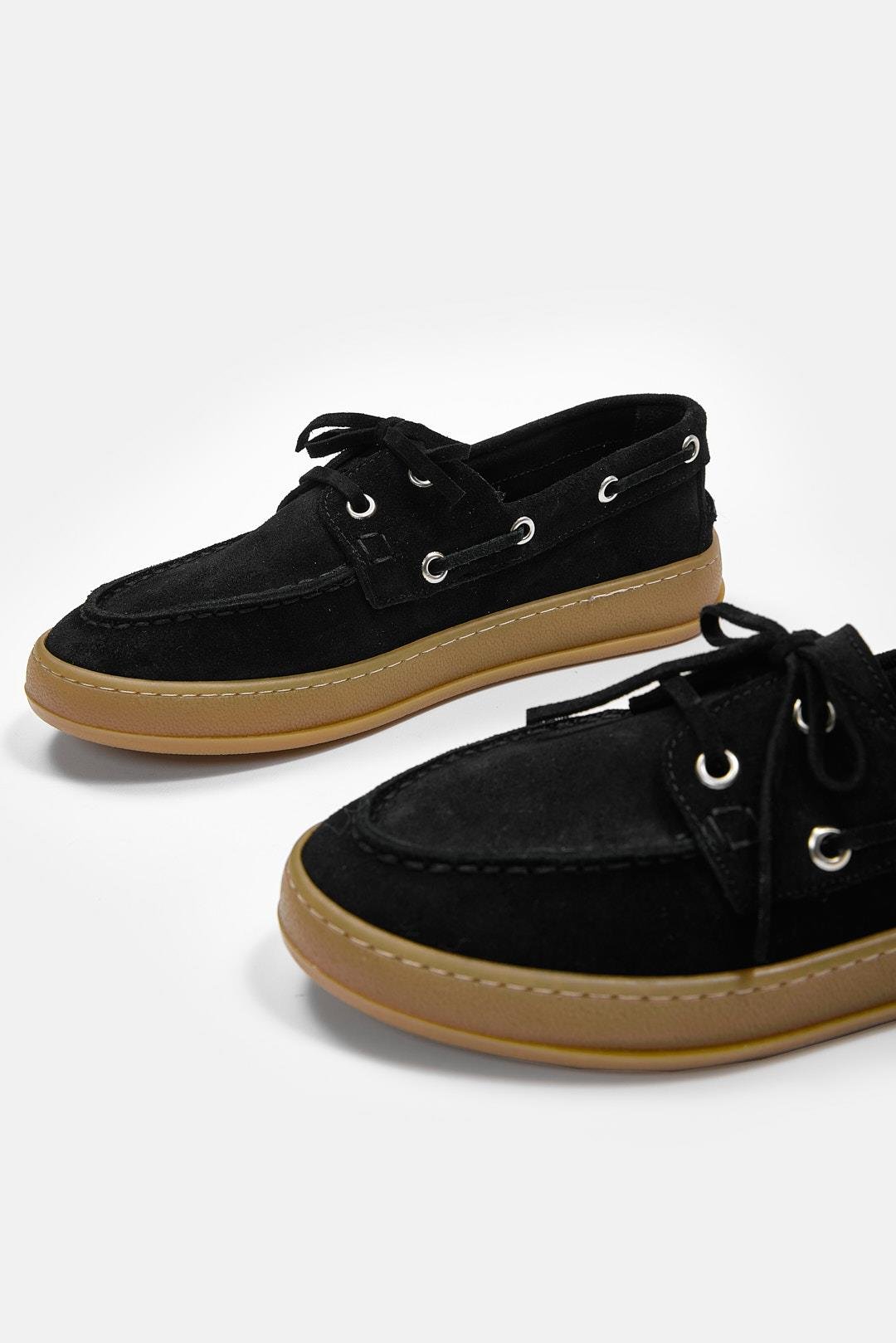 Mainoo Siyah Süet Hakiki Deri Kadın Loafer