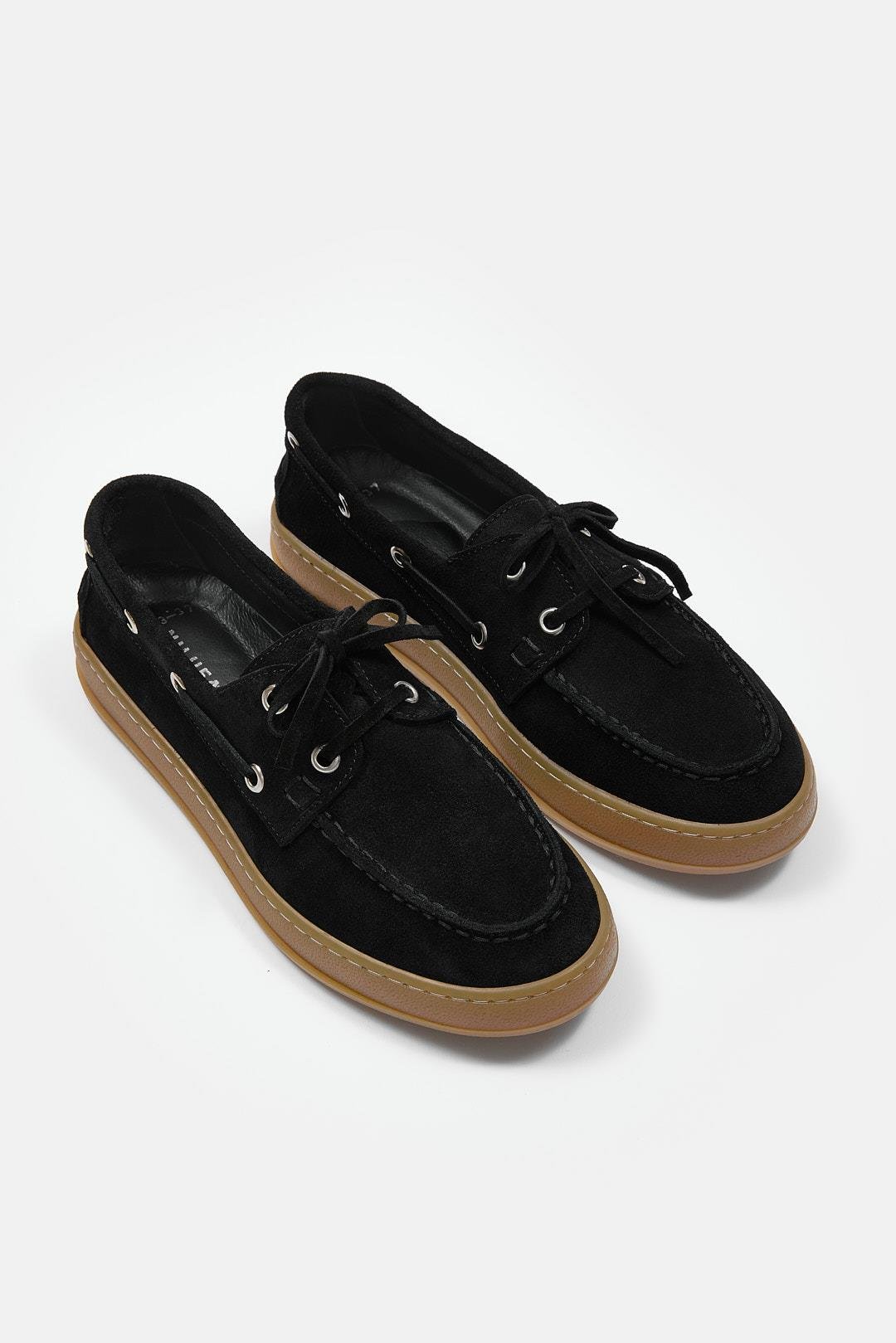 Mainoo Siyah Süet Hakiki Deri Kadın Loafer