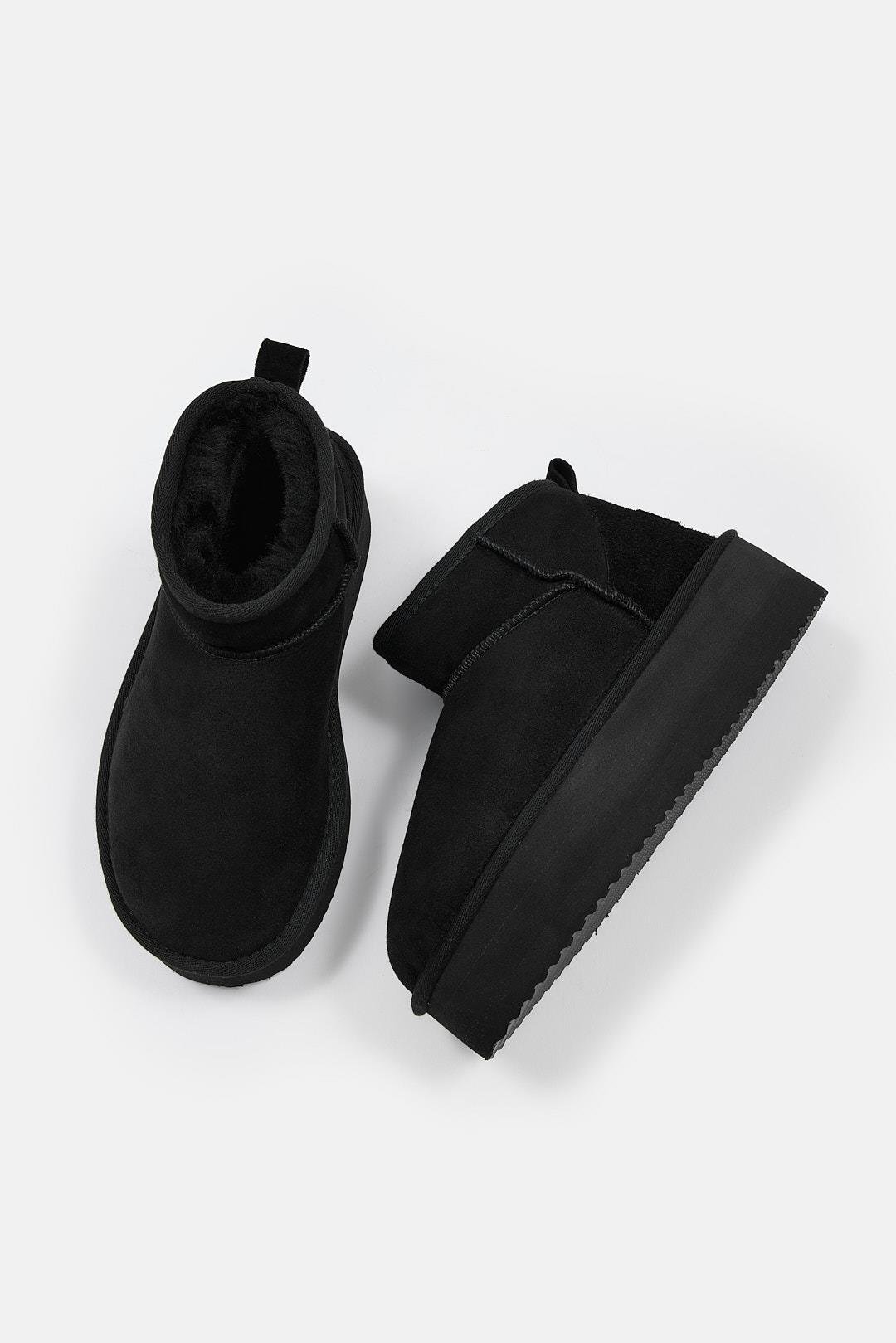 Maja Siyah Hakiki Deri İçi Gerçek Kürklü Bot